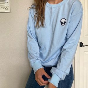 Light blue alien sweatshirt